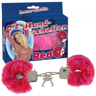 MANETTE IN METALLO RIVESTITE IN PELUCHE "LOVE-CUFFS" ROSSO