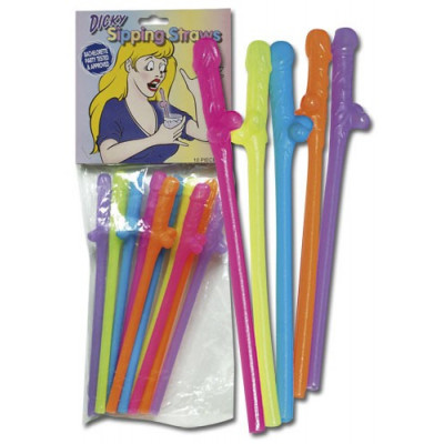 SET 10 PEZZI CANNUCCE COLORATE A FORMA DI PENE