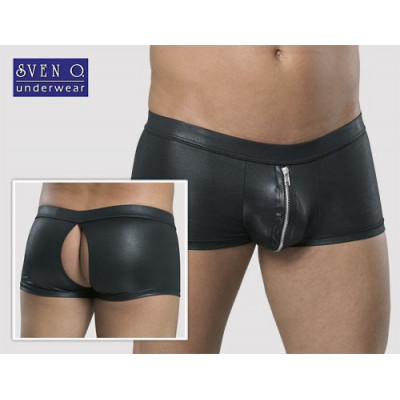 BOXER IN TESSUTO NERO CON ZIP FRONTALE ED APERTURA POSTERIORE